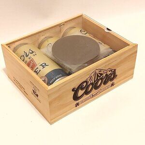 Rare Coors Banquet Gift Set Sealed Wooden Box with Coasters
